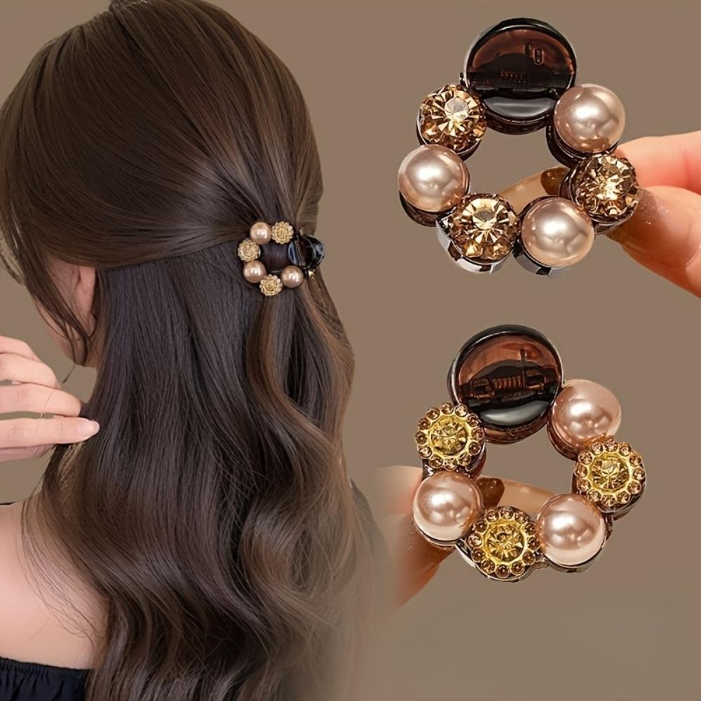 1PC Temperament Camellia Pearl Mini Small Grab Clip Women's Bangs Broken Hair Clip Princess Head Hairpin Headgear