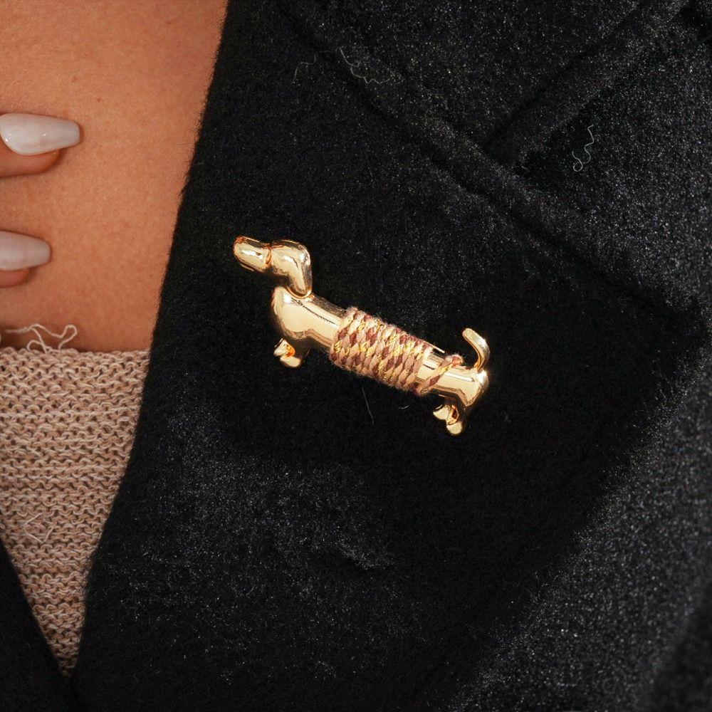 Jewelry Accessories Cute Dog Brooch Retro Animal Lapel Pin Vintage Sausage Dog Brooch  Men/Women