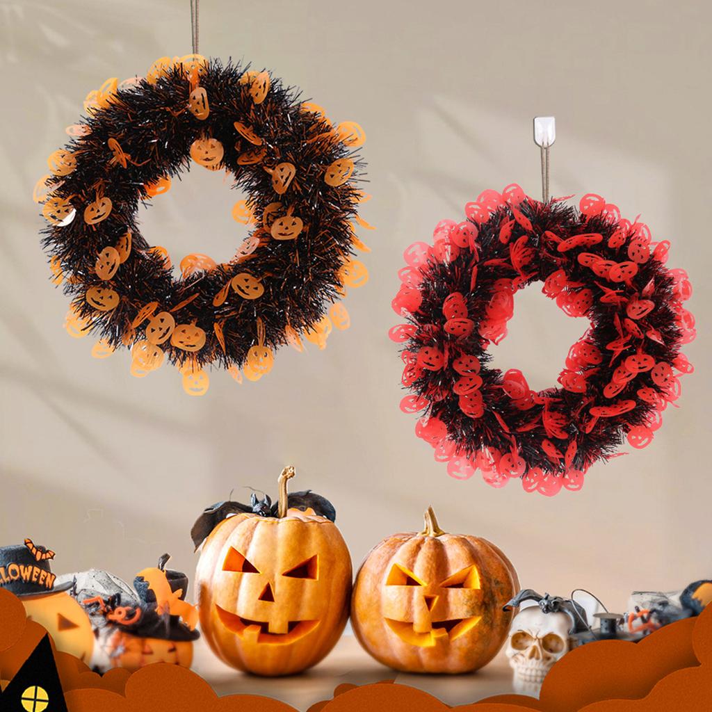 Halloween Front Door Wreath Hanging Garland Artificial Skull Wreath for Wall Halloween Holiday