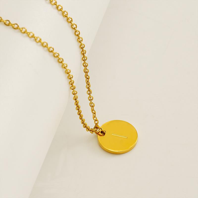 Round stainless steel 26 English letters necklace pendant mirror DIY jewelry accessories 26 letters