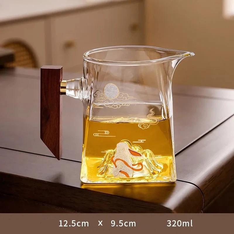 Japansk värmebeständig tekanna i glas med handtag & rättvisekopp – Glas teservis för bryggning