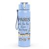 1PC Paris Eiffel Tower Vintage Stamp 750ml Color Plastic Sports Water Bottle Leakproof Flip Straw Lid Suitable for Sports Office Home Use