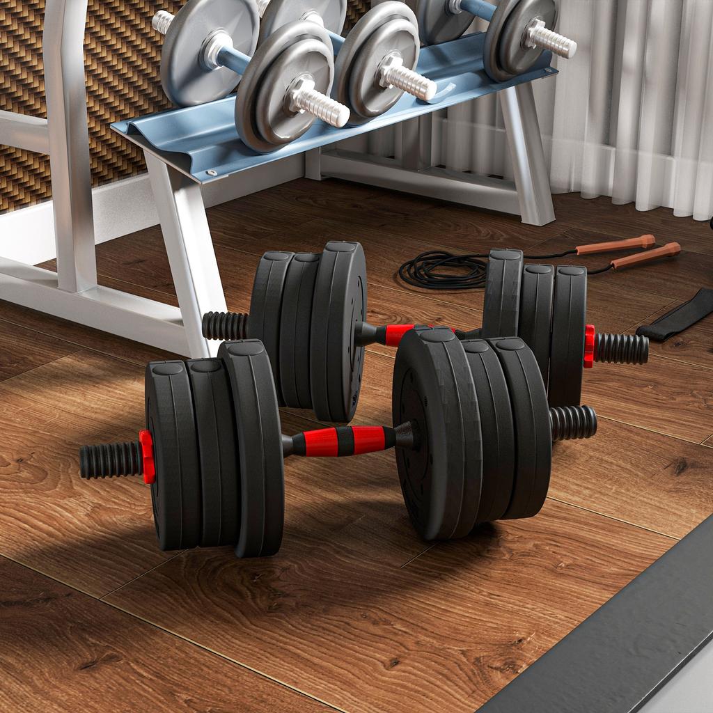 20kg 2 IN 1 Adjustable Dumbbells Weight Set, Dumbbell Hand Weight Barbell for Body Fitness, Lifting Training for Home, Office, Gym, Black