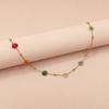 2 Pieces/set of Gold Color Chain Colored Flower Necklace Bracelets, Suitable for Ladies' Sweet Daily Party Jewelry Gifts