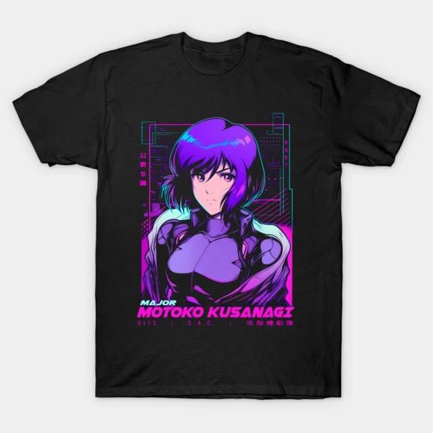 Gits Major Motoko Kusanagi Ghost In The Shell Anime Waifu Black Tshirt V17 S