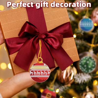 Xmas Theme 2D/Flat DIY Hanging Diamond Art Kits Diamond Painting Set Rhinestone Diamond Art Window Pendants Wall Door Decoration