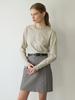 Raye Mary Round Neck Silk Cotton Long Sleeve T-Shirt Beige