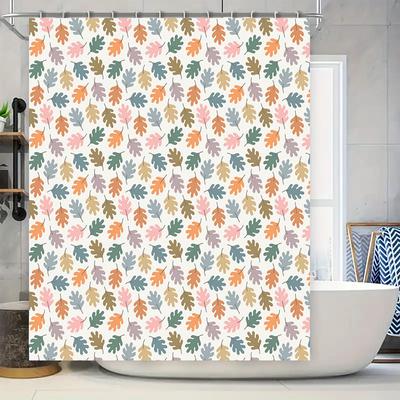 Decorative Bathroom Shower Curtain with Colorful Oak Leaf Pattern Polyester Fabric Water-resistant Home Decor