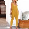 American Shiying Solid V-neck Sling Jumpsuit Women 2025 Summer New High Waist Straight Jumpsuit Women
