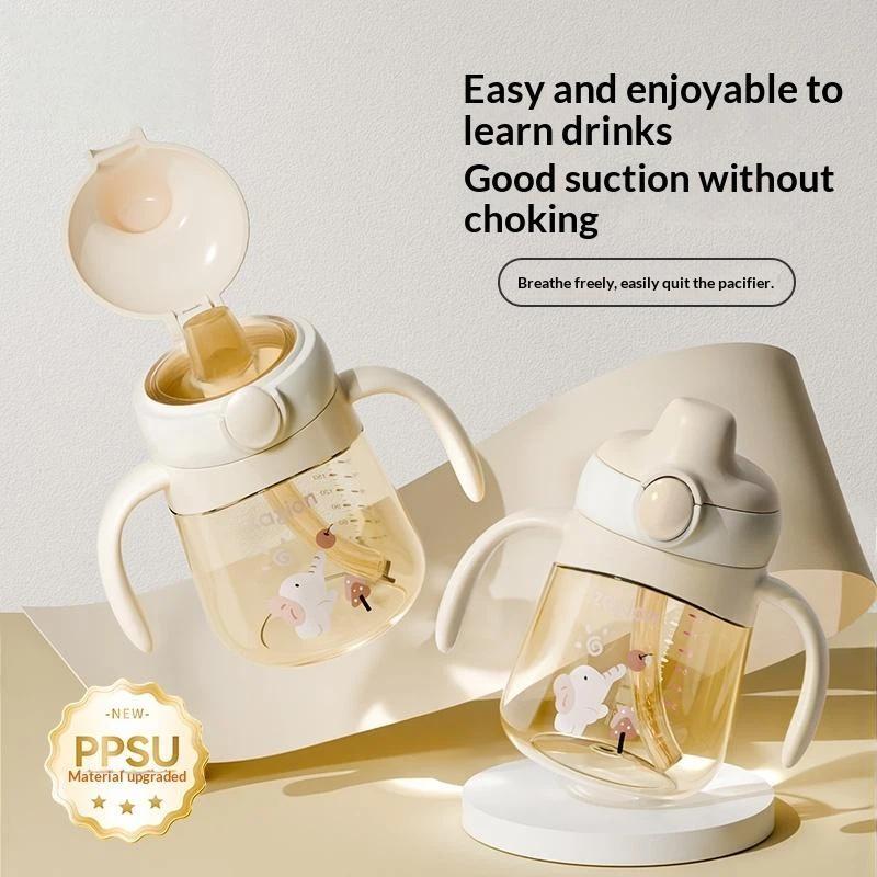 PPSU Baby Trainingsbecher Auslaufsicher Weicher Auslauf Ergonomische Griffe für Kleinkinder Flasche Entwöhnung