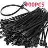 100PCS Screw Hole Cable Ties Reusable Fixed Nylon Cable Ties Self-locking Cord Ties Straps Fastening Loop Office Organizer