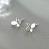 Real 925 Sterling Silver Mini Cute Butterfly Stud Earrings for Women Minimalist Fine Jewelry Insect Korean Version Accessories