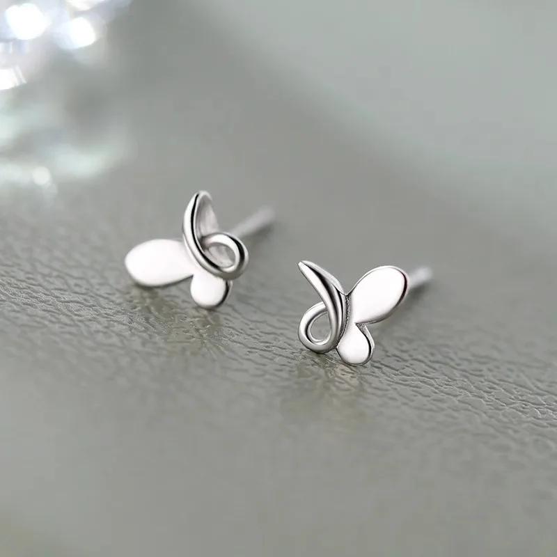 

Real 925 Silver Mini Cute Butterfly Stud Earrings for Women Minimalist Fine Jewelry Insect Korean Version Accessories