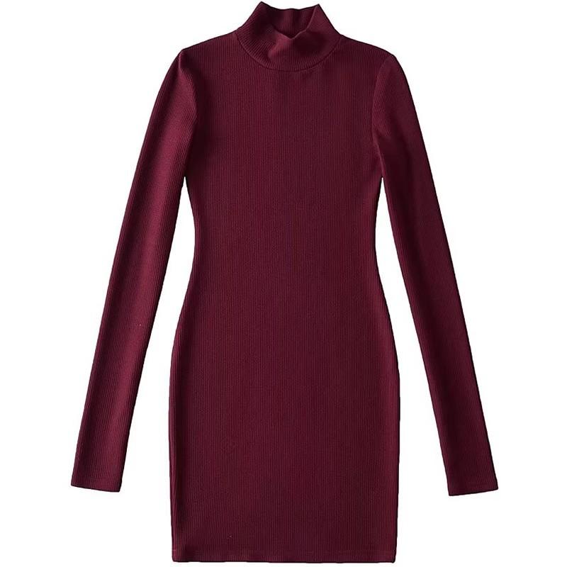 Autumn/Winter High-Collar Slim Fit Long Sleeve Dress for Women
