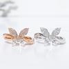 Women's S925 Sterling Silver Butterfly & Pear-Shaped Diamond Ring