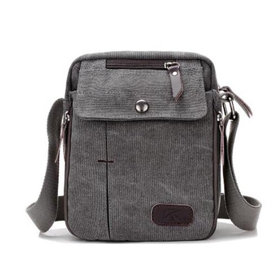 Vintage Small Canvas Messenger Bag for Men Lightweight Canvas School Single Shoulder Bag for Travel Work