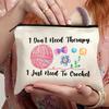 Crochet Makeup Bag - "I Don't Need Relax I Just Need To Crochet" Design Zippered Pouch Foldable Cosmetic Pouch,Multi-Functional