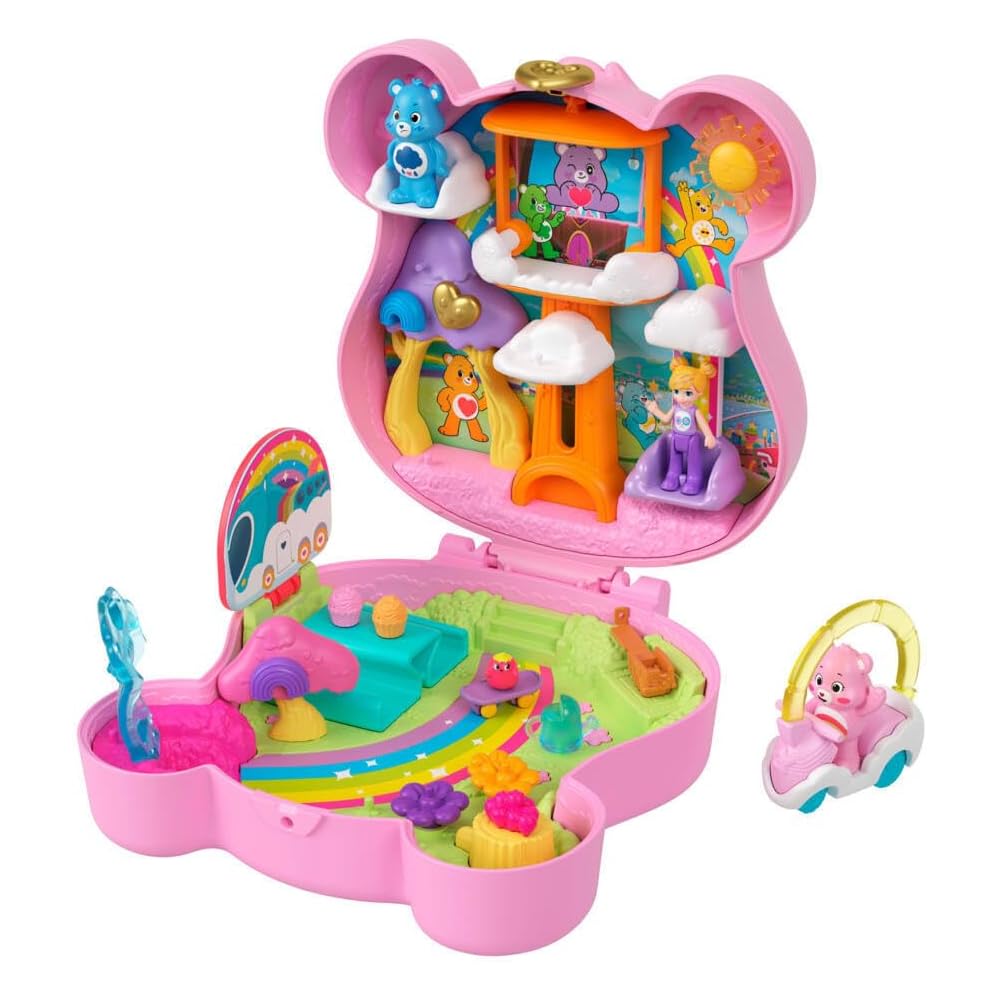 Polly Pocket Care Bears Doll and Playset with Toy Car and Themed Accessories Travel Toy Compact