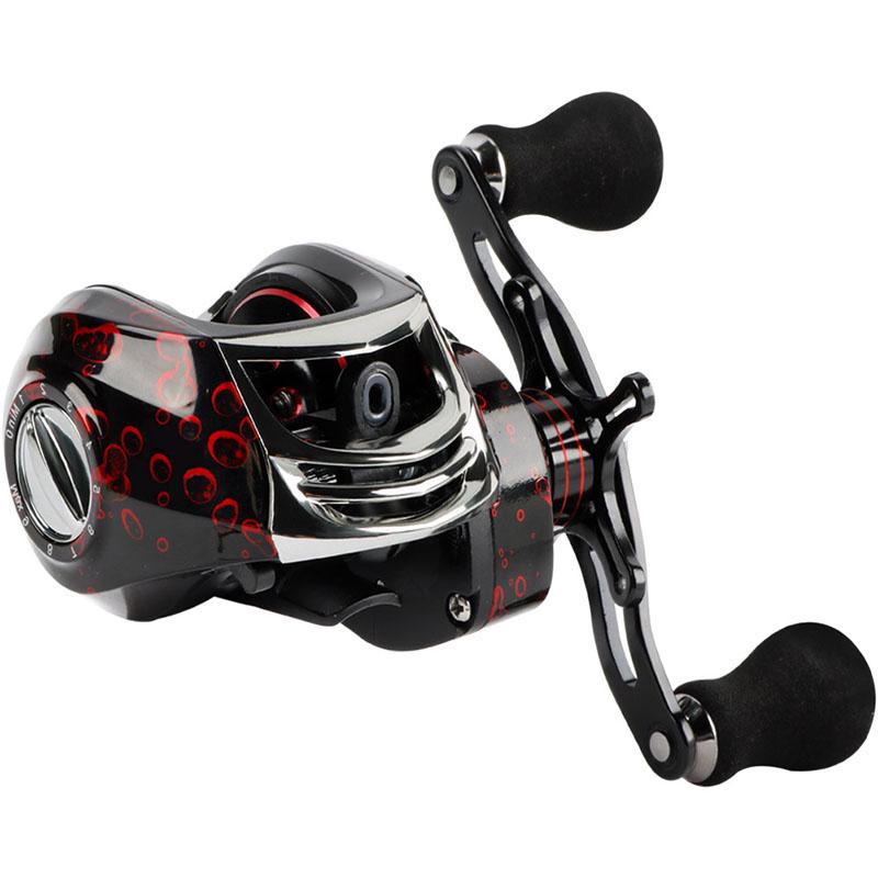 

18ББ 7.2:1 рыболовная катушка с магнитным тормозом, катушки для ловли окуня, форели и лосося right hand красный/чёрный