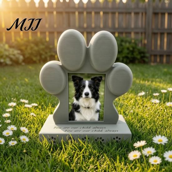 Sun-proof Pet Remembrance Stone 3D Printed Tombstone with Photo Frame Holder, Weather-Resistant Memorial Outdoor Weather-resistant Marker Marker, for