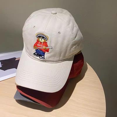 Nowa czapka z daszkiem dla kobiet Haftowany misiu z kreskówki Miękki top Czapka baseballowa Wiosna i lato Wersja koreańska Kapelusz przeciwsłoneczny Student