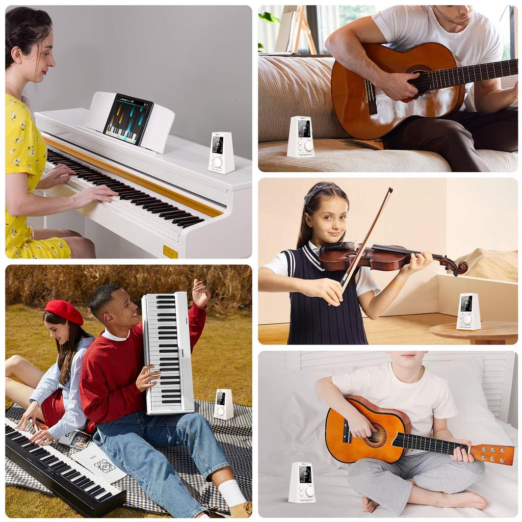 TERENCE Metronome - High-Precision Electronic Digital Metronome with Built-in Rechargeable Battery, C4-B4 Standard Tone & Tempo Settings, Volume Contr