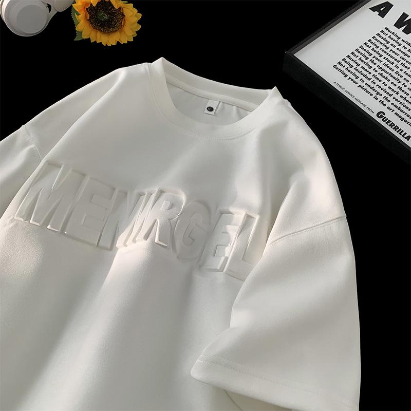 Men's Trendy Suede Velvet Short Sleeve T-Shirt, 2024 Summer Collection - Loose Fit, Plus Size Half Sleeve Top