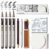 RingLeaf Tangle Art Tool Set Includes 4 Square and Round Art Mechanical and Tangle Sample Toolbox Water-Based Pens, Coasters, Notebook, Scrubber,