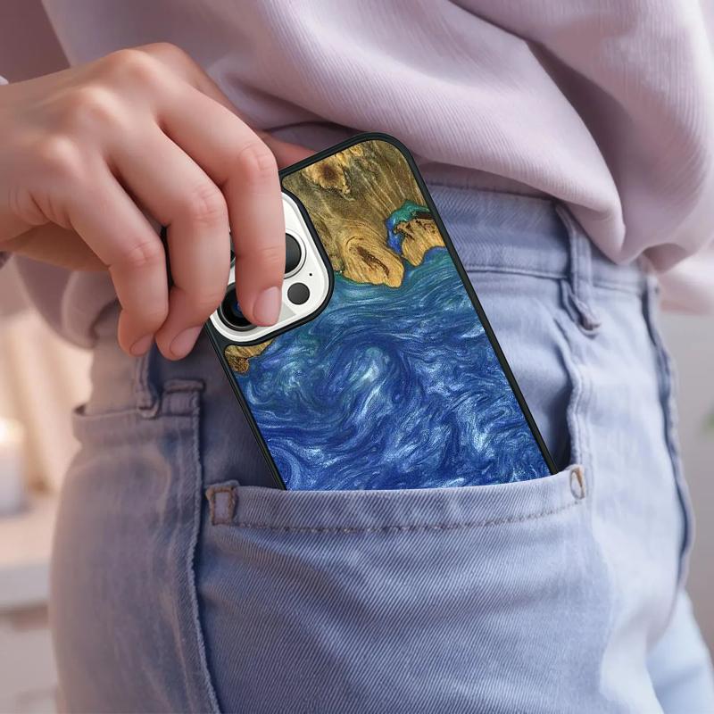 Wood Resin Marble soft Phone Case For iPhone 17 Air 15 16e 14 13 Pro Max Coque 12 11 Pro Max PLUS cover