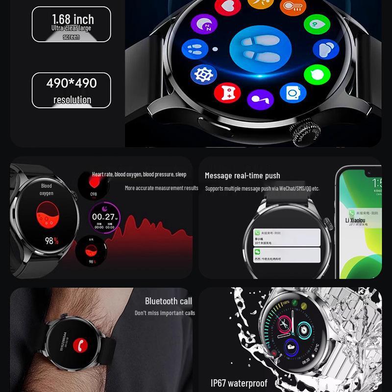 2025 GT4Pro Smartwatch: Bluetooth-Anrufe, Multifunktionale Zahlungen, Blutdruck- und Herzfrequenzmesser, Sportarmband