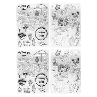 4 Pcs Clear Stamps Clear Imprint Recyclable Various Patterns Transparent Stamp for DIY Card