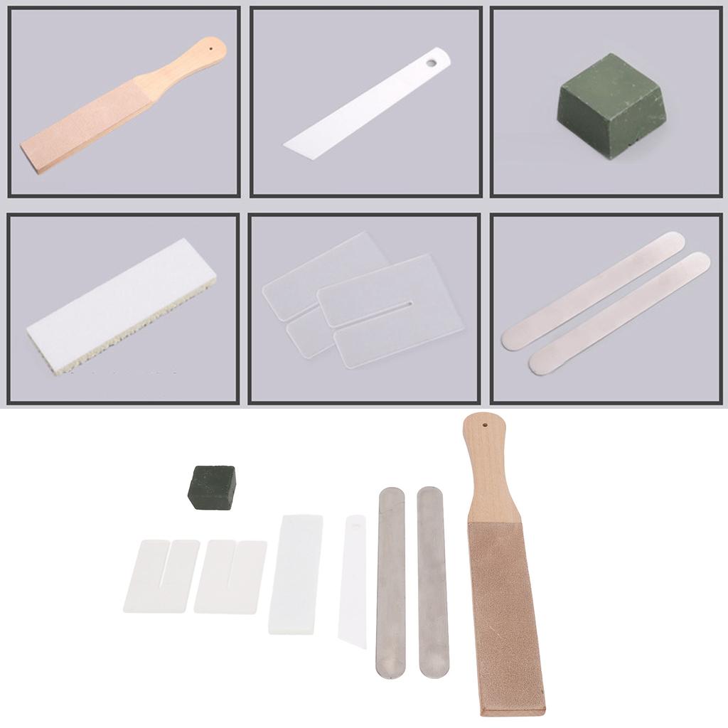 Leather Stropping Kit Complete Tools Double Sided Leather Paddle Honing Strop Set for   Leather Crafting Honing
