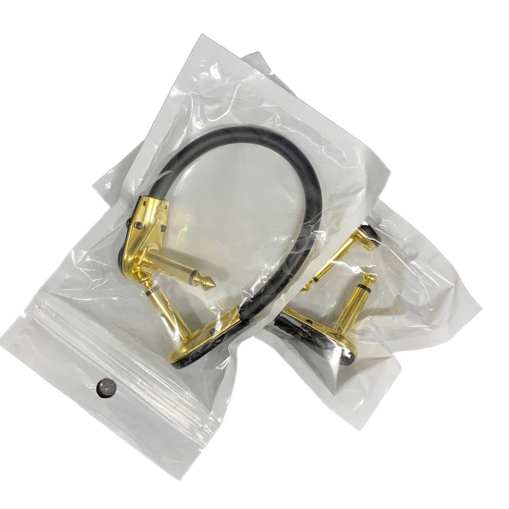 Guitar Cable 6.35mm Flat Head Gold-Plated Connector, Black, 30CM/15CM, for Pedal Connections.