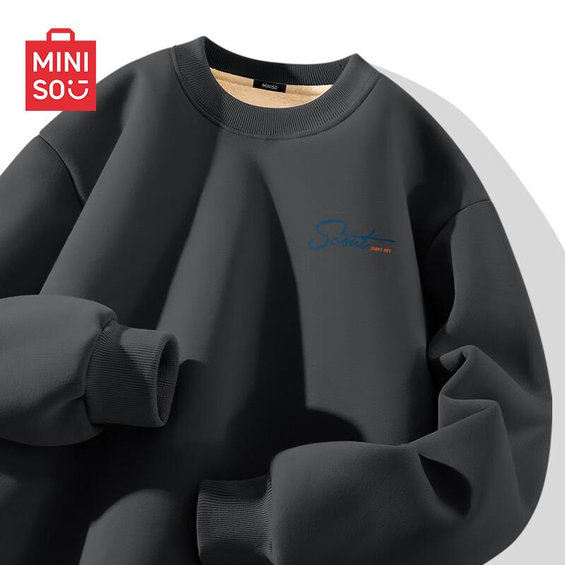 

MINISO Men s Winter Sherpa Fleece Crewneck Sweatshirt 3XL