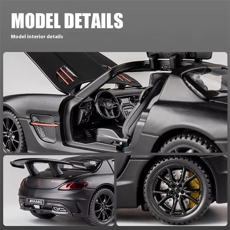 1:32 Mercedes Benz SLS AMG Supersportwagen Legierung Druckguss Modellauto Sound und Licht Kinderspielzeug Ornamente Junge Geschenk Sammlung Hobby