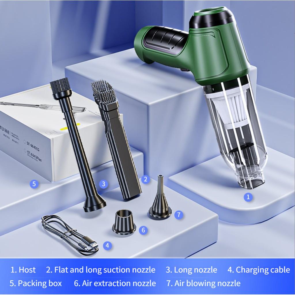 

95000PA Strong Suction Vacuum Cleaner Powerful Wireless Car Dust Blower Portable Handheld Vehicle Dust Remover зелёный