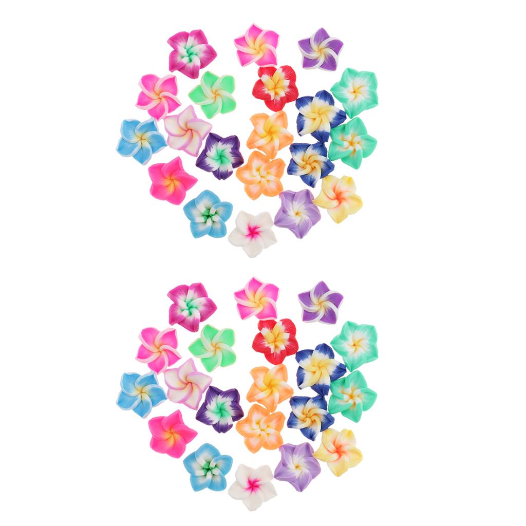 40 Piece Handmade Porcelain Cabochons Flower Charms Polymer Clay Beads Jewelry Flatback