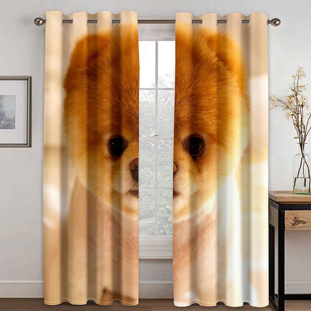 Cheap Cute Cartoon Funny Cat Kids 2 Pieces Free Shipping Thin Curtains for Living Room Bedroom Children's Window Drape Decor