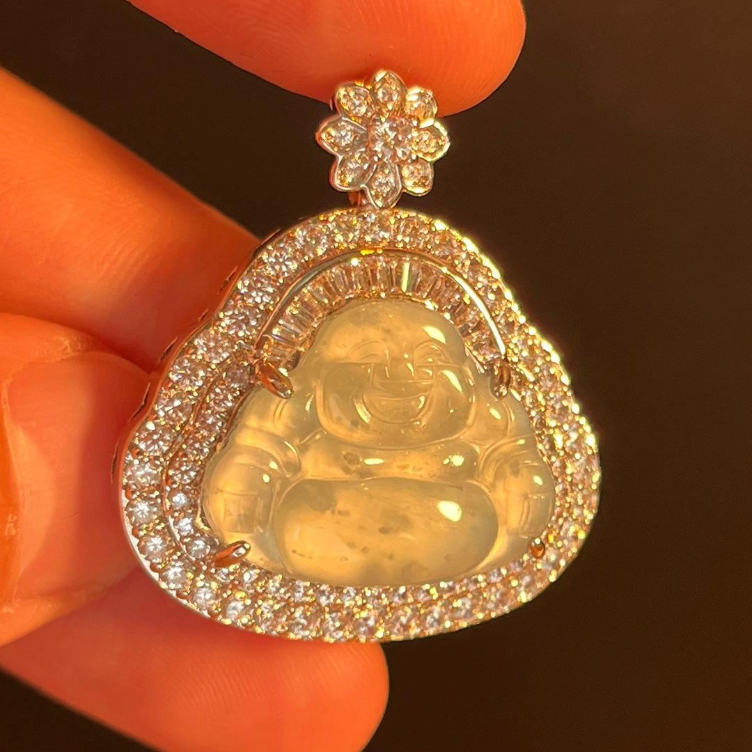 Natural Jadeite Buddha Pendant, Real Shot.