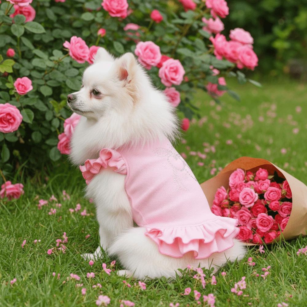 Soft Comfortable Pet Princess Dresses Lover Pattern Doggy Sleeveless Apparel Pet Show