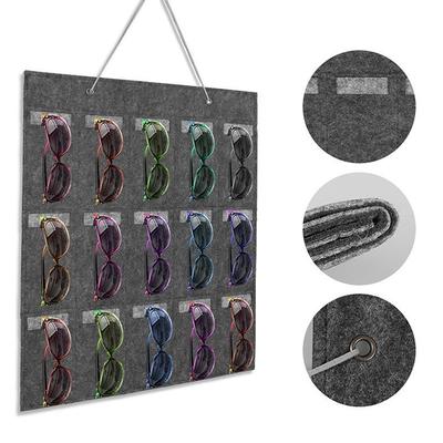 15 Fächer Filz Brillenständer Halter für Sonnenbrillen Brillen Aufbewahrung Display Hängebeutel Wandtasche Aufbewahrungsbox Organizer