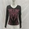 Y2K Spring and Autumn Printed Tight Fit Fit Top Round Neck Women's Wear