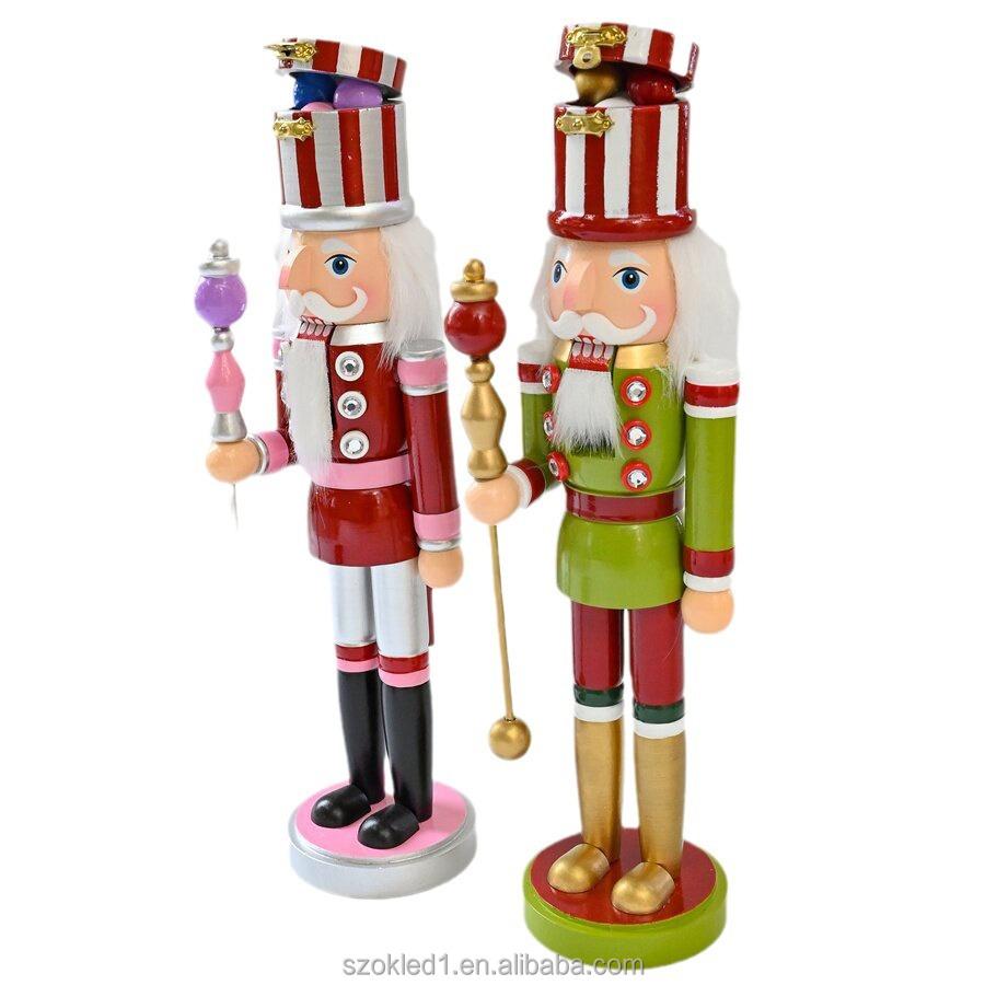 14. 9-inch Christmas Nutcracker Ornament, Wooden Nutcracker Figures King Soldier Nut Cracker Christmas Party Supplies Home Party Table Centerpiece