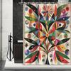 Christmas Retro Bohemian Shower Curtain - Abstract Art, Geometric Graphics, 12 Hooks, Waterproof, Home & Bath Decor