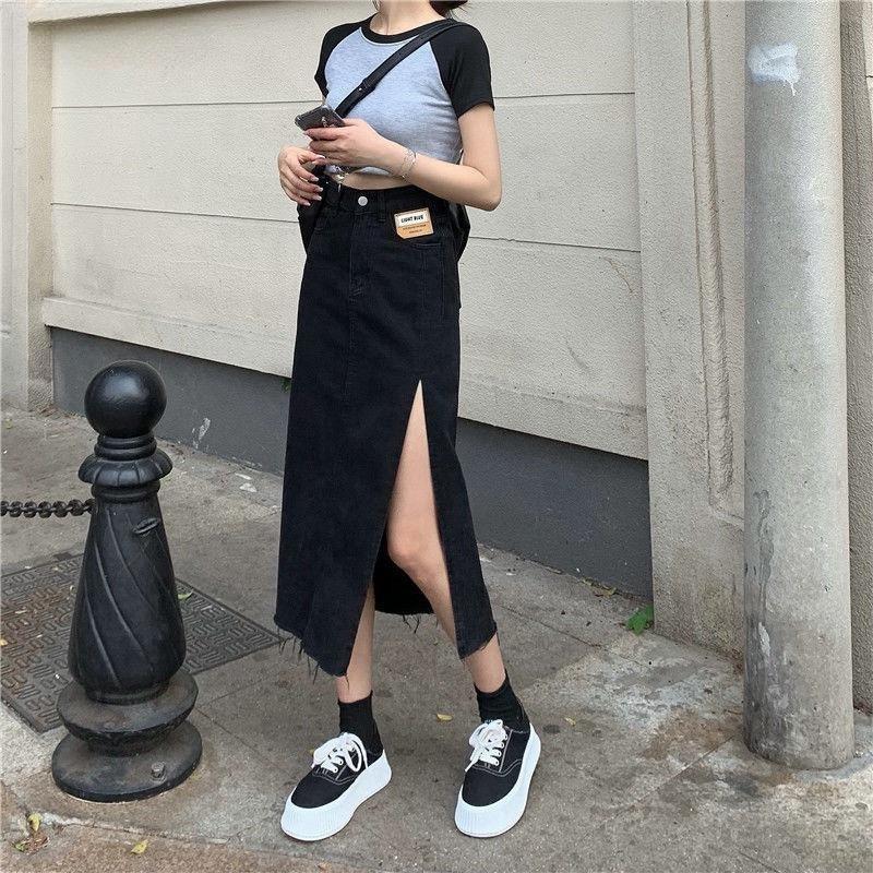 Summer Women's Denim Skirt Classic Light Blue High Waist Casual Jeans Ladies Denim Skirt