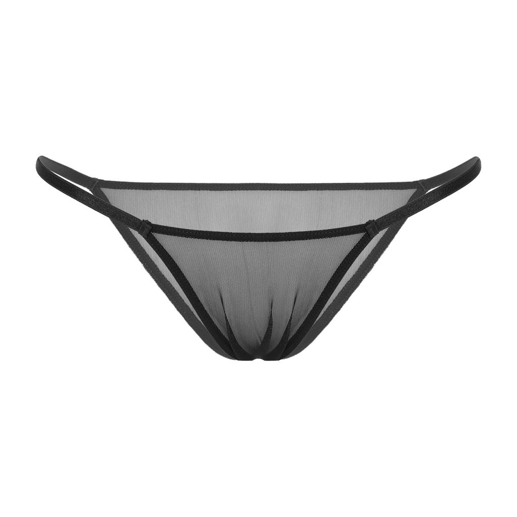 Womens Micro See Through Thong Low Waist Elastic Waistband Sheer Panties Briefs Lingerie Underwear