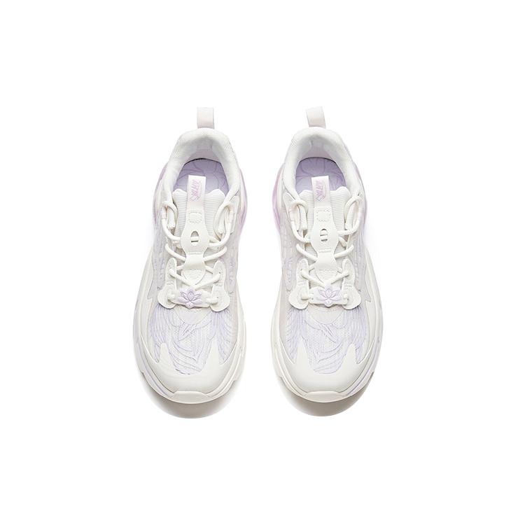 New Anta Millennium 2.0 Anti Slip Wear Resistant Low Top Chunky Sneakers Women's White Purple 122128896-4