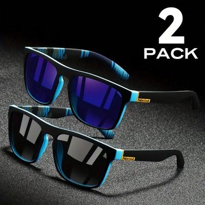2pcs Square Sunglasses Anti Glare Sun Shades For Summer Party Vacation Travel Driving Fishing