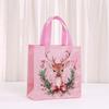 StoBag Pink Christmas Gift Wrapping Bags Luxury Designer Bags Santa Reindeer Bell Candy Non Woven Packaging Bags for Sweets Use