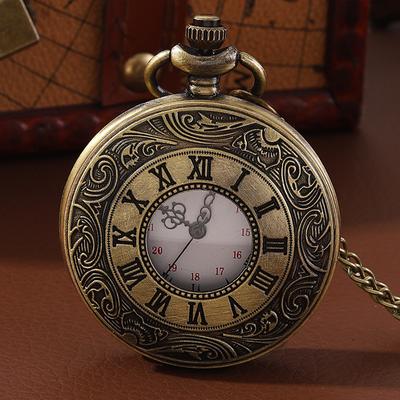 Retro módní pánské kapesní hodinky Ležérní pánské dutý design Vintage měděné křemenné hodinky, ideální volba pro dárky pro muže